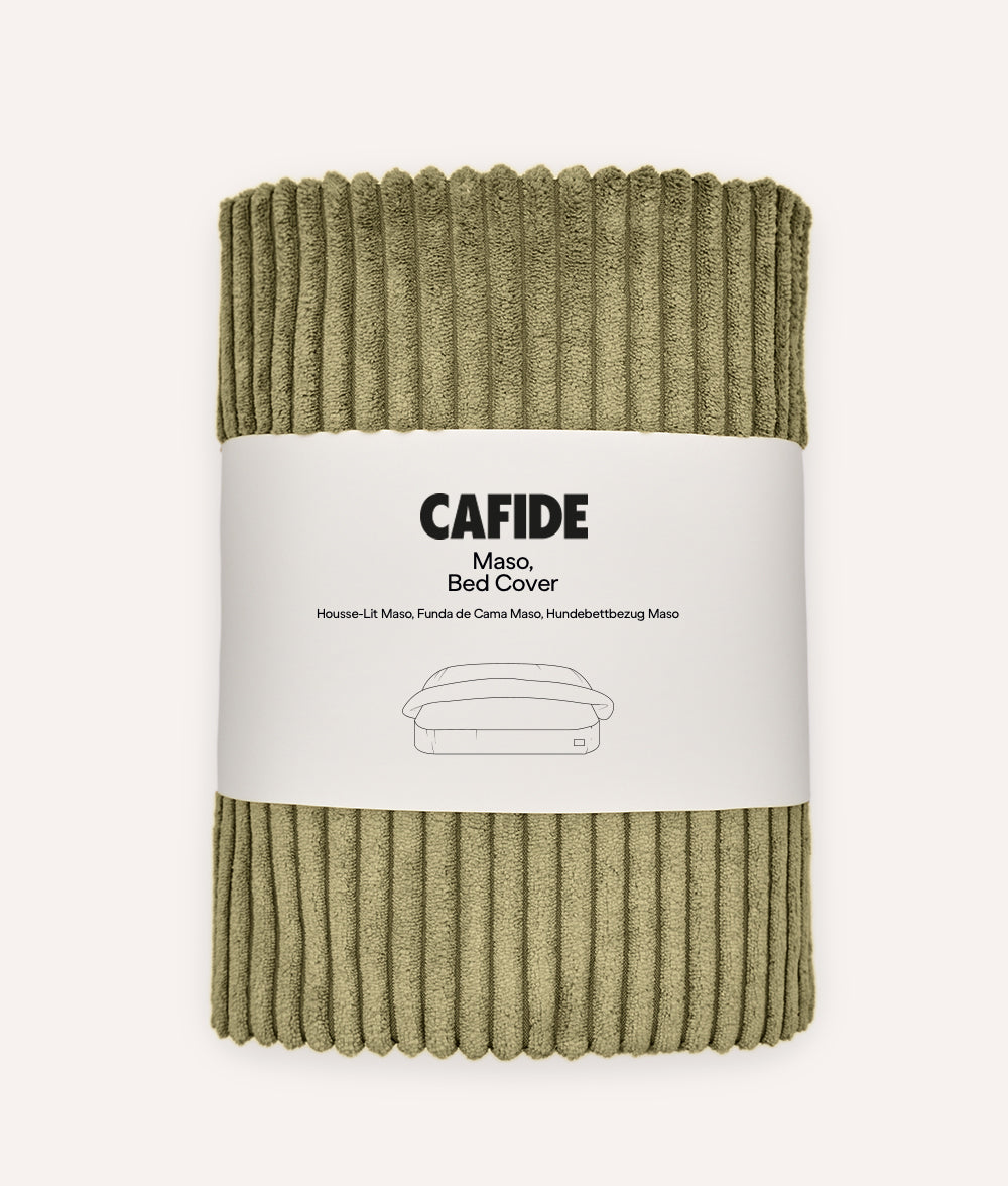 Funda de Cama Perro Capucha Pana Verde, Maso