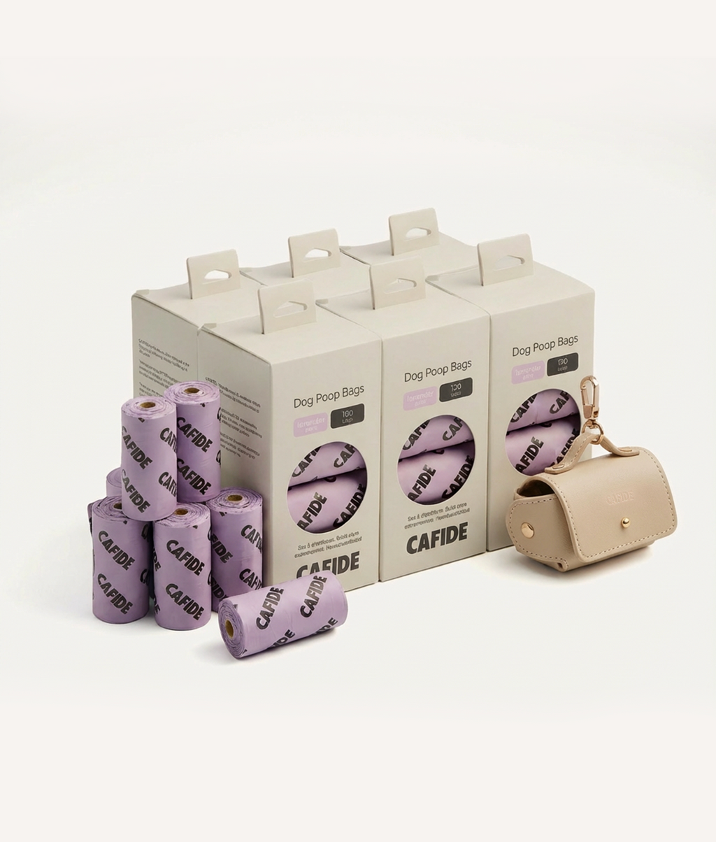 Pack 6 Bolsas Excrementos + Portabolsas Cuero Vegano Beige, Jala
